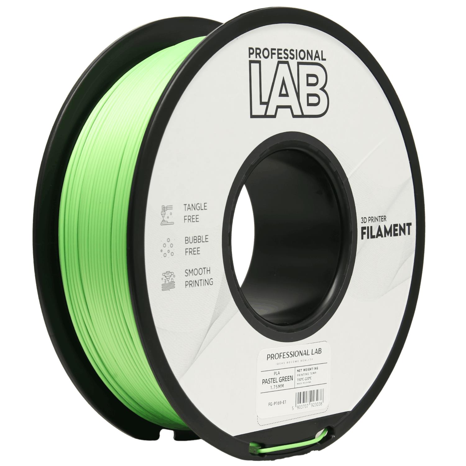 PLA filament Pastel Green – pastelově zelený, 1,75 mm, 1 kg | Prof. Lab