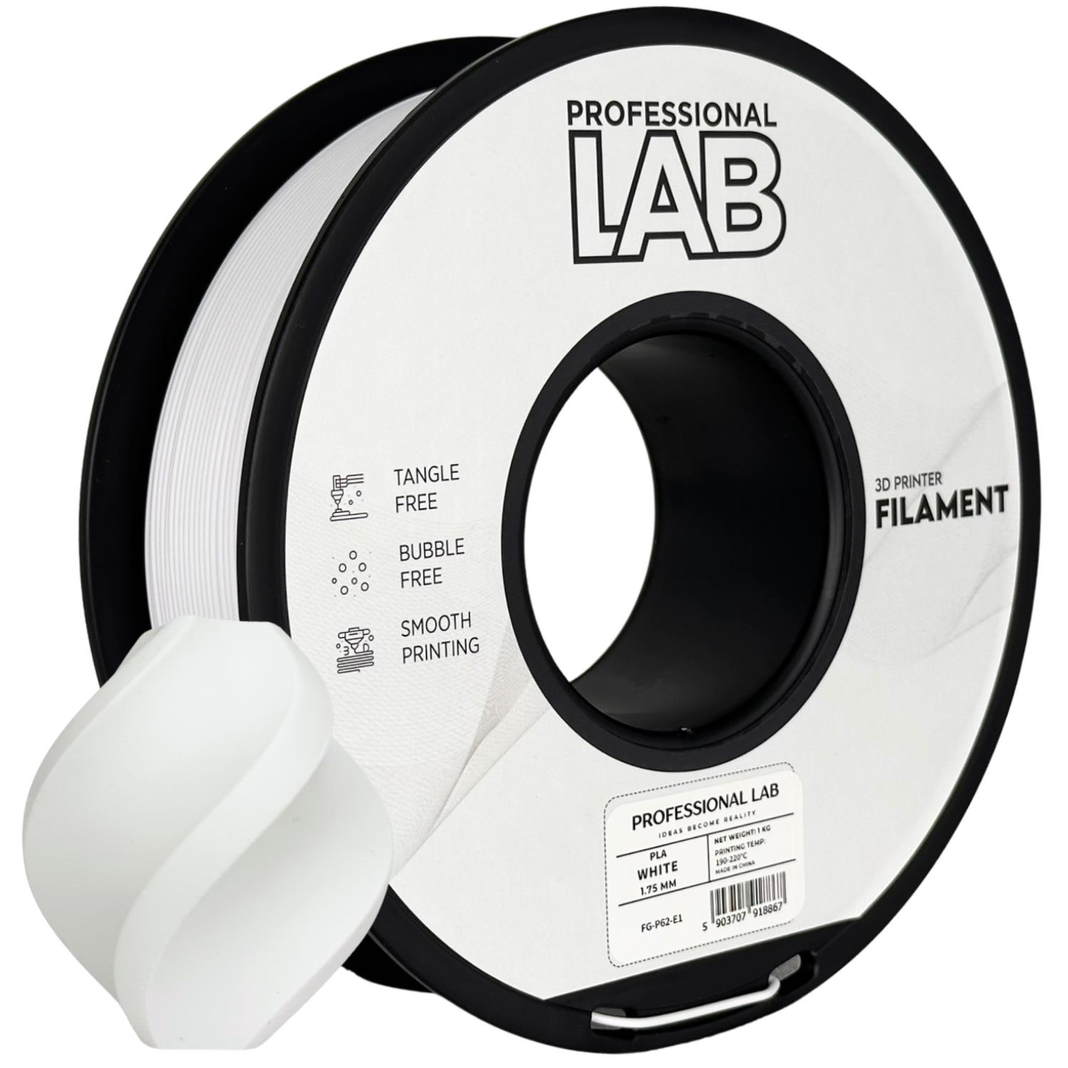 Professional Lab 3D filament PLA, 1,75 mm, 1 kg – bílá (White)