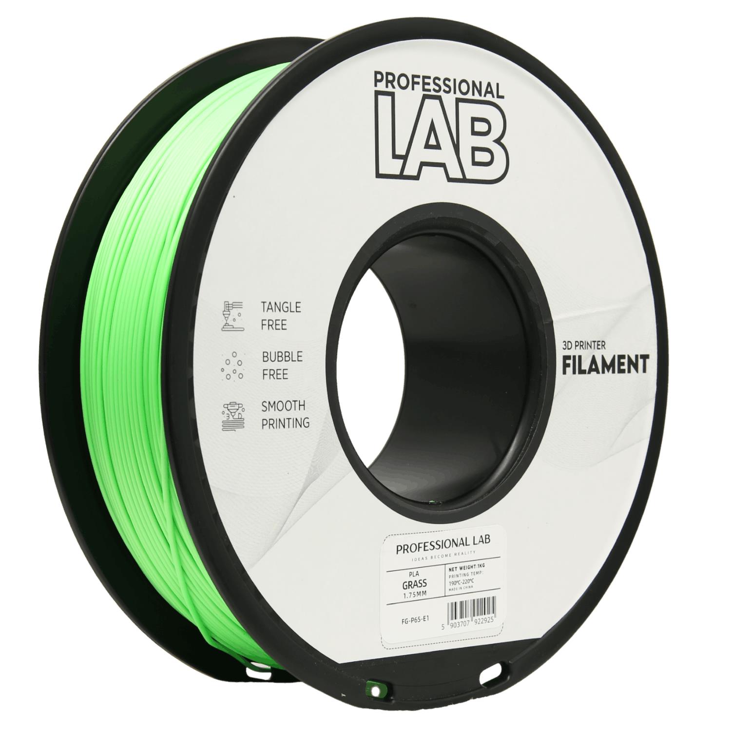 Professional Lab 3D filament PLA, 1,75 mm, 1 kg – trávově zelená (Grass Green)