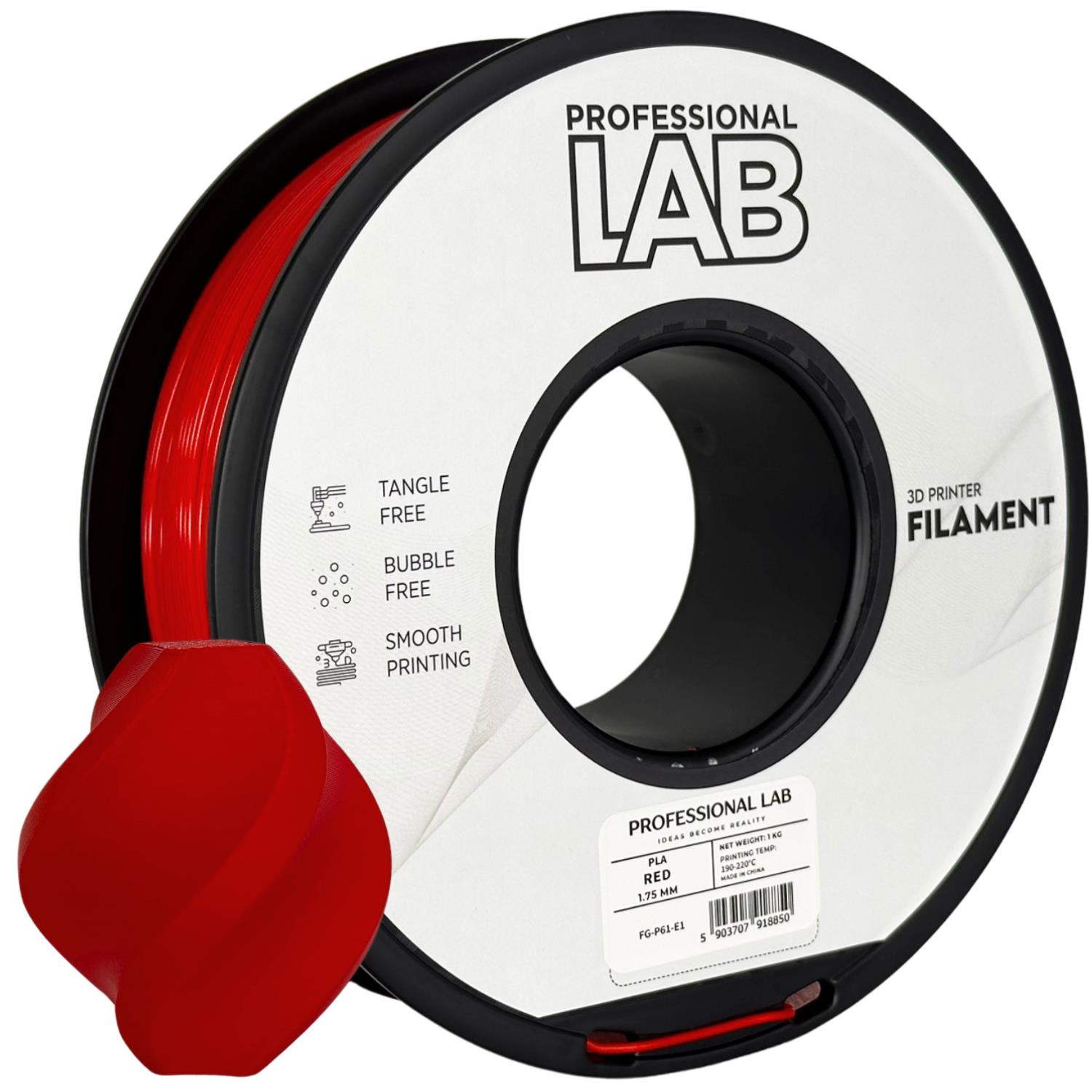 Professional Lab 3D filament PLA, 1,75 mm, 1 kg – červená (Red)