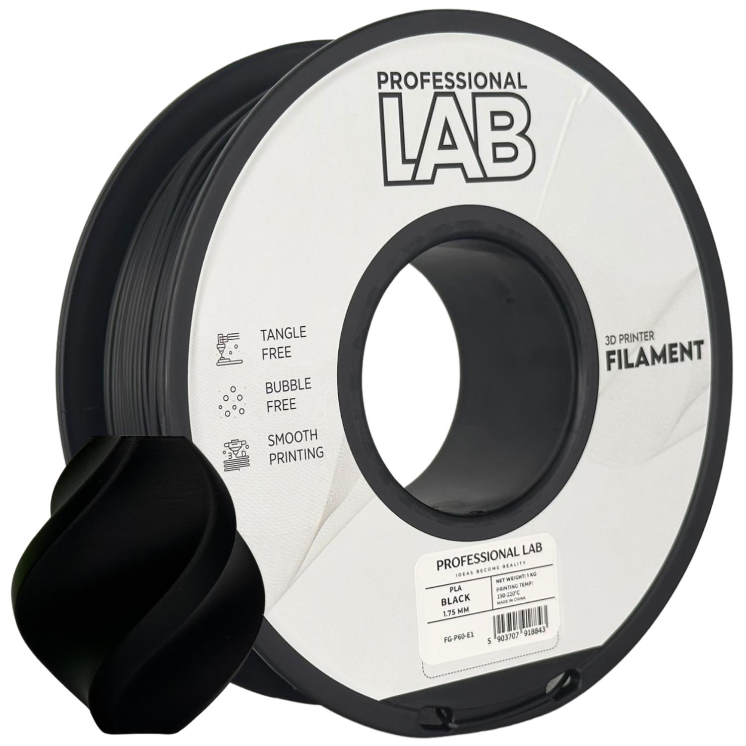 Professional Lab 3D filament PLA, 1,75 mm, 1 kg – černá (Black)